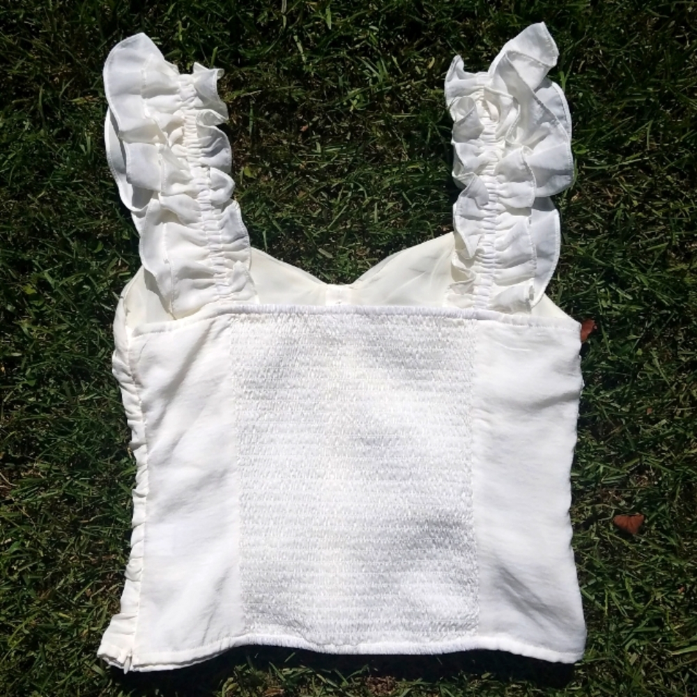 ASTR The Label Ruched Ruffle Shoulder Tank Top - Picture 5 of 7